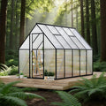 6x9 ft Greenhouse Aluminum-Framed Greenhouse for Outdoors Large Walk-in Green House with Quick Setup Structure and Roof Vent for Outside Garden Backyard Patio Lawn Silver
