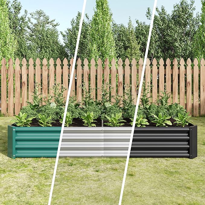 Galvanized Raised Garden Bed for VegetablesPlanter Raised Garden Boxes OutdoorMetal Raised Garden Beds Steel Kit for Vegetables Flower Herb Patio Black Rectangle