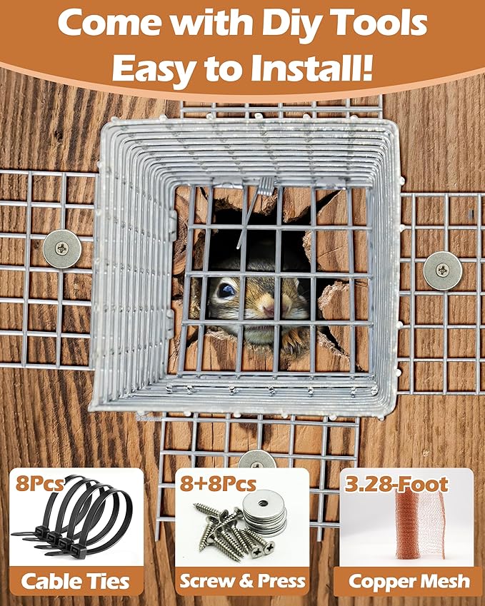 One Way Squirrel Door Excluder 11 × 3 × 3inch Humane Squirrel Trap Rodents Excluder for attic roof Includes Full Installation Kit with Screws Pressure Plate Cable tie &amp Copper mesh