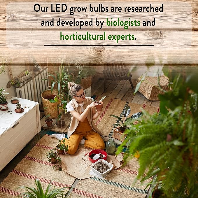 Norb NorbBOTANIC A19 LED Grow Light – Full-Spectrum 9W Plant Light Mimics Sunlight for Seed Germination Optimal Indoor Plant Growth Herbs Tropical Houseplants High-Intensity E26 (4-Pack)