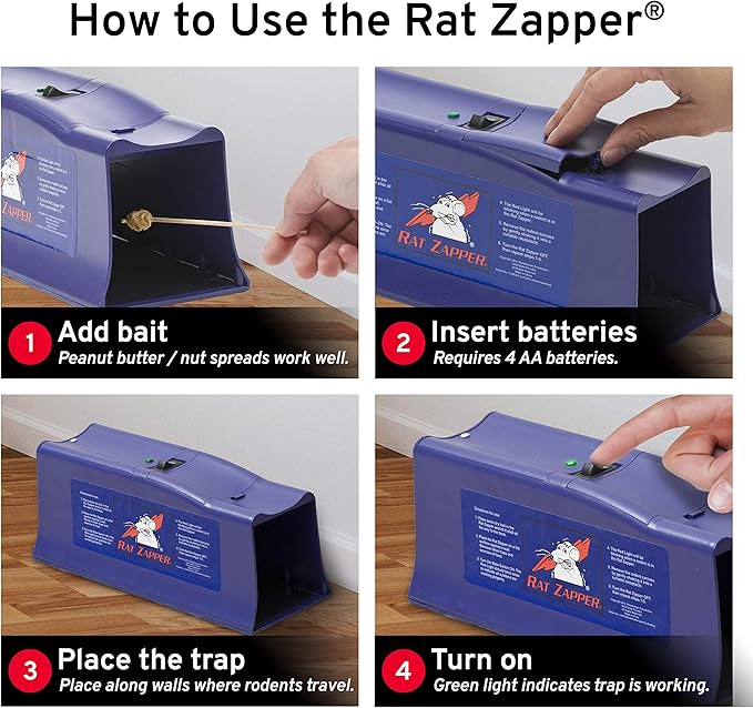 Victor Rat Zapper Classic Indoor Electronic Mouse and Rat Trap - 1 Electric Trap - RZC001-4 - Kill Up To 20 Rats - Easy to Use - LED Light Catch Alerts - Humanely Kill Mice and Rats - 4 Pack