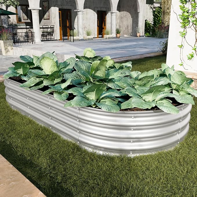 Raised Garden Bed Kit Galvanized Planter Raised Garden Beds for Outdoor for VegetablesFlowers &ampHerbs Heavy Duty Rust-Resistant (2 6x3x1FT)