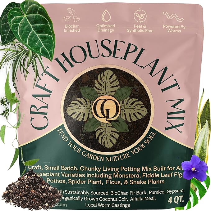 Craft Houseplant Potting Mix Elite House Plant Soil Chunky Well Draining Potting Soil for Indoor Plants Tropical Plants &amp Potted Plants Sustainable &amp Peat Free Less Prone to Gnats 4qt