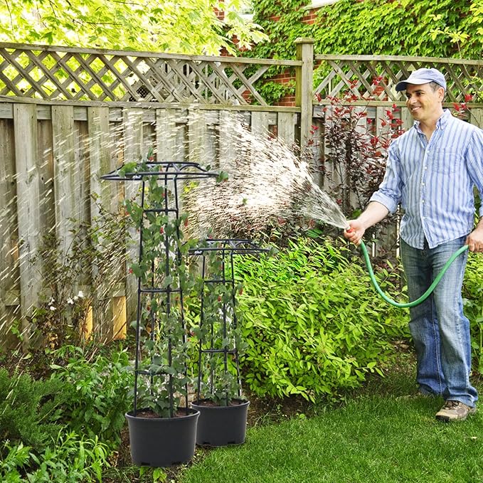 Garden Trellis for Climbing Plants Umbrella Shaped Ventilated Plant Trellis Plastic Wrapping UV Protection Metal for Potted Plant Long 57inGarden for Climbing Plants