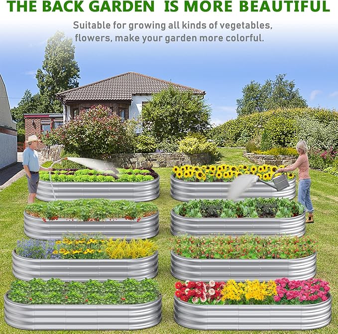 6x2.3x1ft Outdoor Raised Garden Bed Planter Raised Bed for Gardening Outdoor Raised Planter Box for Flower Vegetables