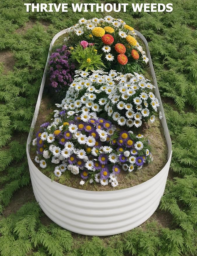 2Pcs 8x4x1.5ft Raised Garden BedGalvanized Raised Planter Boxes Outdoor with Easy Assembly Large Garden Bed for Vegetables Fruits FlowerRaised Garden BedBeige
