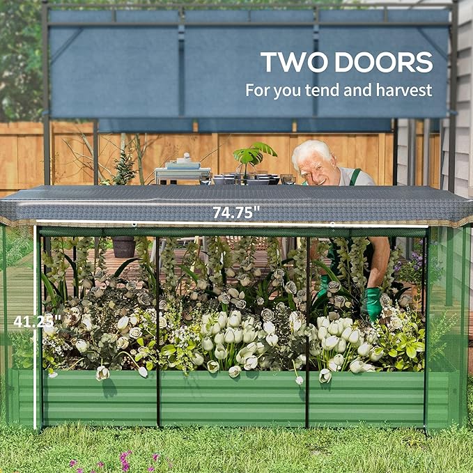 6x8ft Heavy Duty UV-Resistant Durable All-Weather Garden Shade Cage Protection System Raised Bed Green Optimal Plant Growth