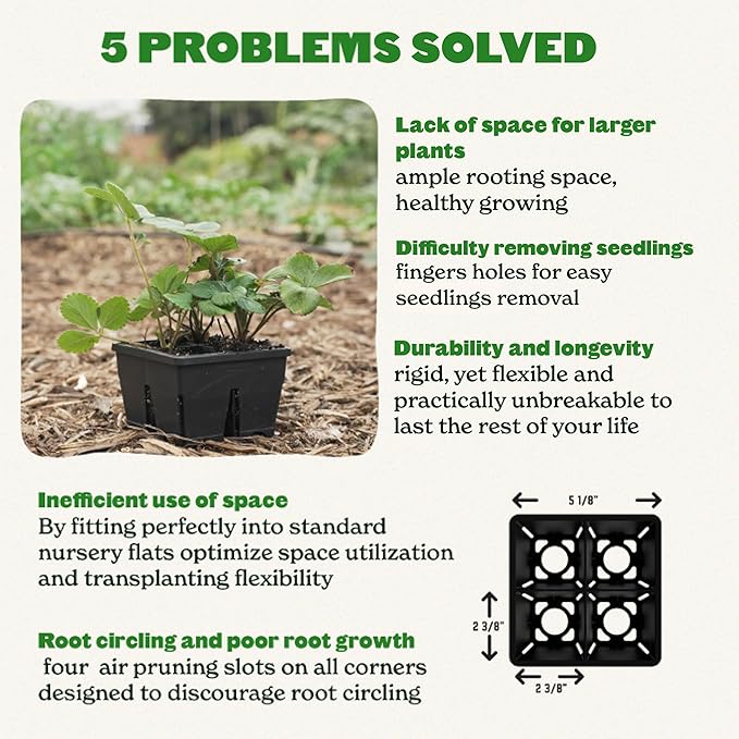 Epic Gardening Reusable Seed Starter Tray - 4 Cell 3/8 Seedling Starter Trays - Easy Watering Indoor Greenhouse Plant Starter Gardener-Friendly for Seedlings | UV-Treated &amp BPA-Free - Black