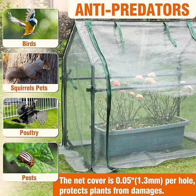 Gardzen Mini Greenhouse with Mesh Cover Portable Outdoor Greenhouse Enhanced Ventilation Ideal for Spring Summer &amp Fall 36.2(L) x18.9(W) x33.3(H)