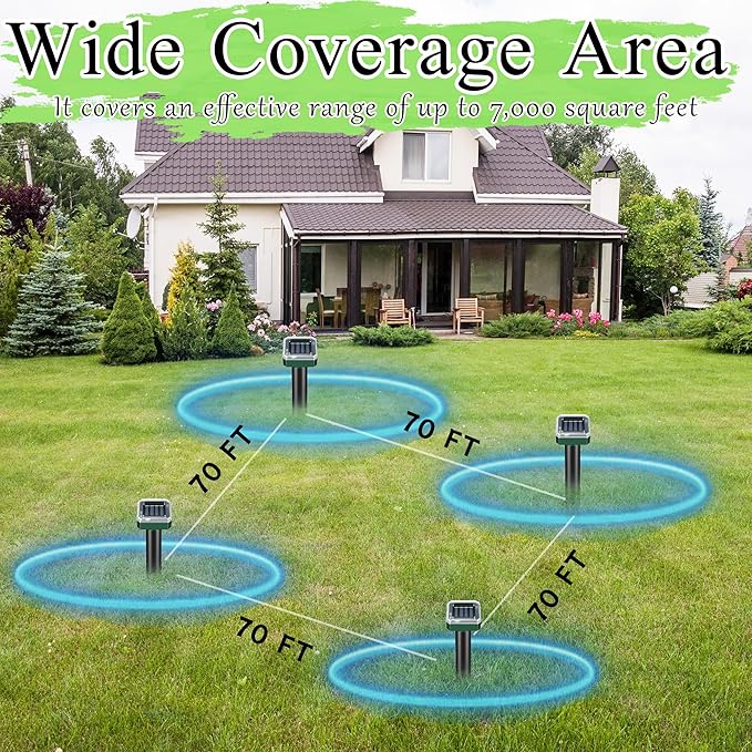 Mole Repellent Solar Powered 10 Pack Snake Vole Repellent OutdoorWaterproof Ultrasonic Deterrent Groundhog Squirrel Gopher Vole Deer and Chipmunk for Lawns Garden &amp Yard