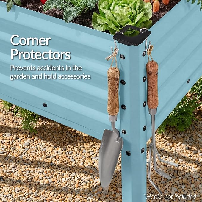 Best Choice Products 48x24x30in Galvanized Raised Garden Bed Metal Elevated Planter Box Vegetable Garden for Backyard Patio Balcony - Mist Blue