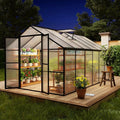8 x 12 FT Outdoor Greenhouse Heavy-Duty Polycarbonate Greenhouse with Aluminum Frame Lockable Door Adjustable Roof Vent Walk-in Green House for Backyard Garden Patio