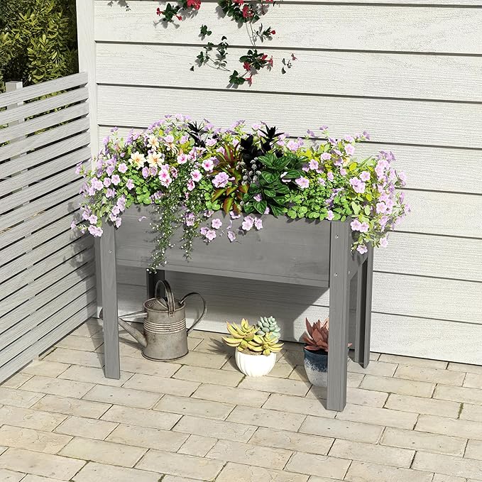 Elevated Raised Garden Bed with Legs - 31 HeightWooden Planter Box No-Bend Growing for Vegetables/Flowers/Herbs