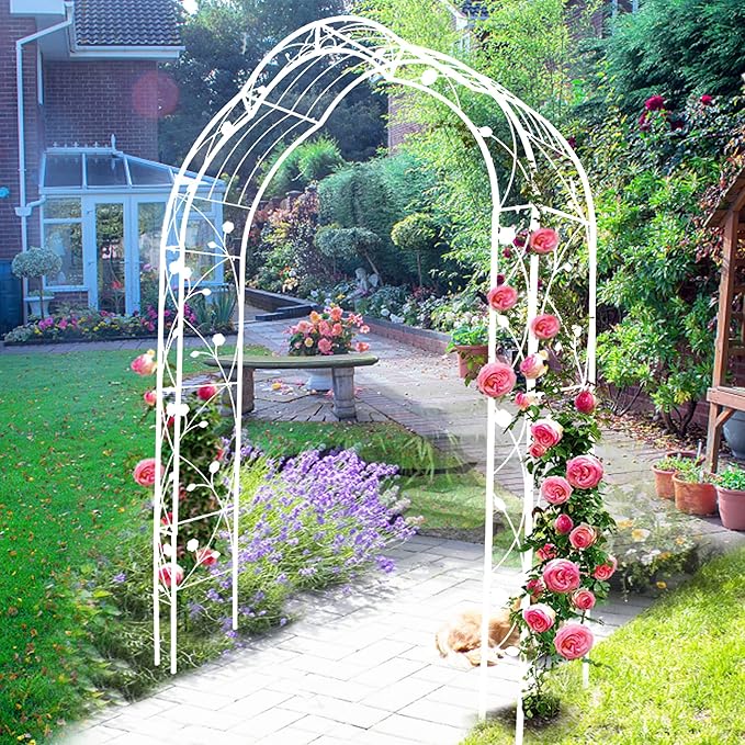 Garden Trellis Metal Garden Arch Assemble Freely with 8 Styles Garden Arbor Trellis Climbing Plants Support Rose Arch Outdoor Arch Wedding Arch Party Events Archway