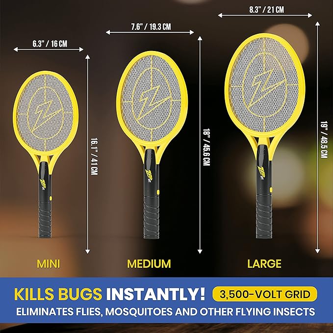 Zap It Bug Zapper Battery Powered (2xAA Included) Bug Zapper Racket 3500 Volt 2 Pack