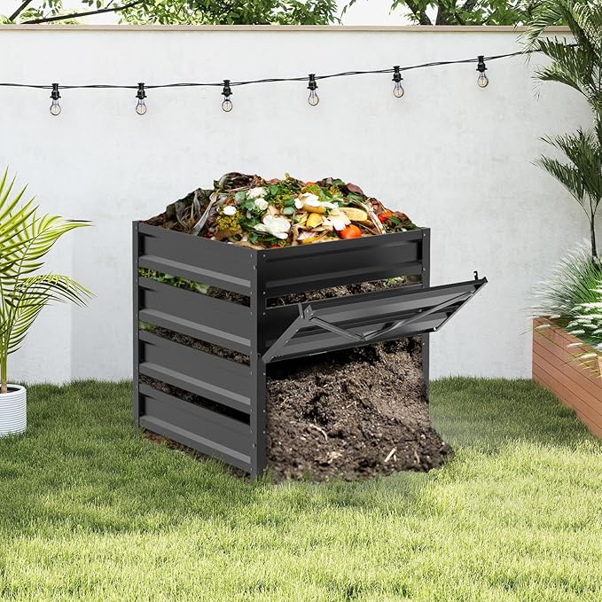 Compost Bin Outdoor -170 Gallon Composter with Rust-Proof Coating Painted Finish Large Compost Bin for Producing Fertilizer from Kitchen Waste and Fallen Leaves