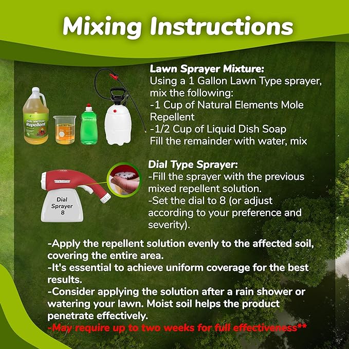 Natural Elements Mole and Vole Repellent | 100% Castor Oil | Pet Safe and Non Toxic (4 Gallons)