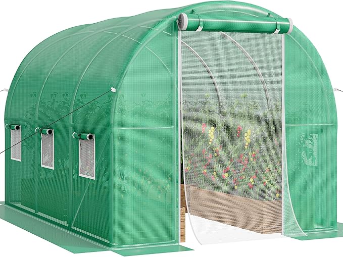 YITAHOME 10x7x7FT Greenhouses Large Heavy Duty Walk-in Green House Tunnel Green Houses Outdoor Portable Plant Gardening Upgraded Galvanized Steel Frame Zipper Doors 5 Crossbars Garden