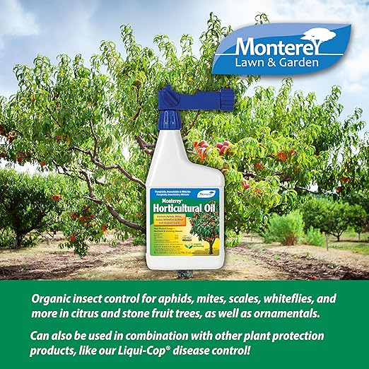 Monterey Horticultural Oil Ready to Spray Bundled with Garden Measuring Spoon - Treatment for Control of Insects - OMRI Listed - 32 oz