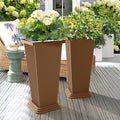 Set of 2 Tall Planters 24 Large Indoor Outdoor Flower Pots with Tray Modern Tapered Planters for Porch Patio Garden Backyard