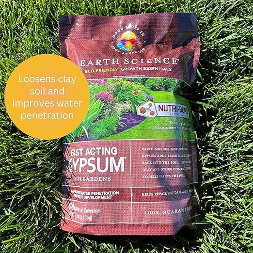 Earth Science Fast Acting Gypsum &amp Sulfur Bundle - Soil Conditioner &amp pH Adjuster Boosts Root Growth &amp Color Improves Nutrient Absorption Safe for Kids &amp Pets 5 lb Bags Each Long