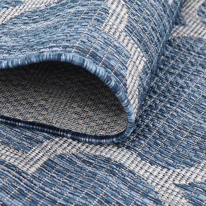 Unique Loom Outdoor Trellis Collection Area Rug - Trellis (Oval 7' 10 x 10' 0 Navy Blue/ Ivory)