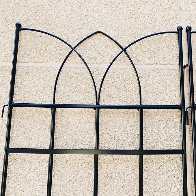 Set of Two Rust-Resistant Metal Garden Trellises for Outdoor Climbing Plants and Flower Supports | Durable Powder-Coated Structure Enhances Garden Decor and Plant Health with Versatile Design Options