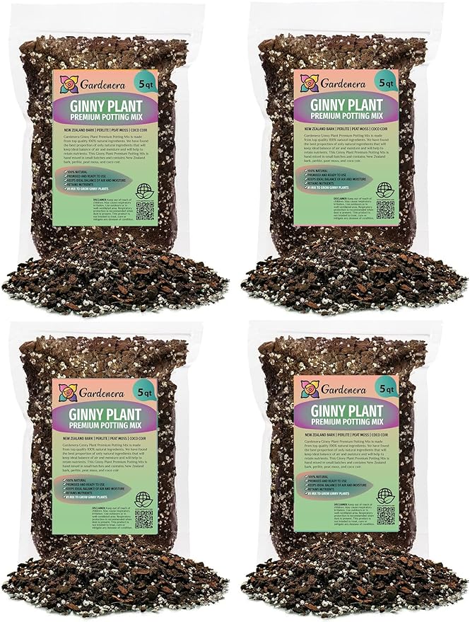 Premium Monstera Ginny Soil Mix - Trusted by Experts for Strong and Healthy Plants by Gardenera - 20 Quart (4 Bags of 5 Quart)
