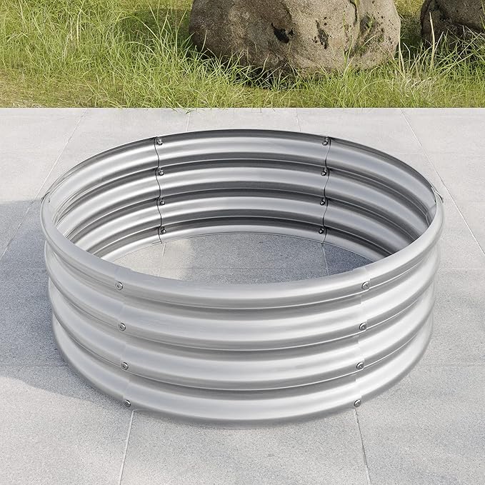32.08*11.4 Tall Round Raised Garedn BedMetal Raised Beds for Vegetables Outdoor GRaised Planter Box Backyard Patio Planter Raised Beds for Flowers Herbs Fruits Black
