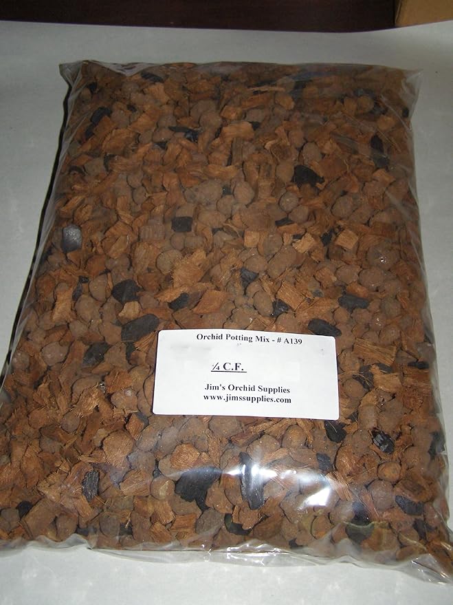 Jim's Orchid Supplies Orchid Potting Mix - Grow!T Expanded Clay Coconut Husk Chips Charcoal. 1/4 Cubic Foot Bag
