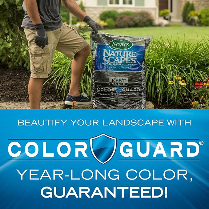 Scotts Nature Scapes Color Enhanced Mulch Classic Black - Wood Shredded and Bagged Black Landscaping Mulch Bulk Pallet - 1.5 cu. ft. Bags Pallet of 80