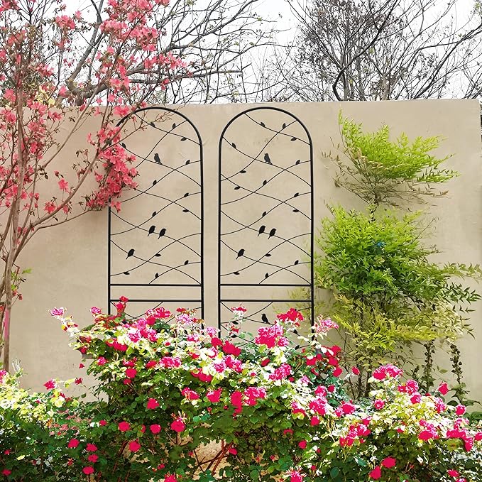 2 Pack Metal Garden Trellis 86.7 x 19.7 Inches Rustproof Outdoor Plant Support for Climbing Vines Roses Beans Peas and Flowers