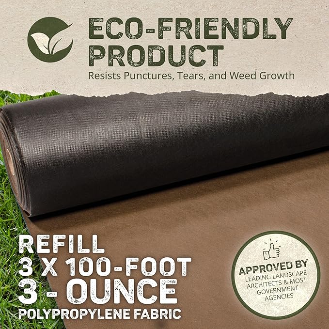 Dewitt 30 Year Professional Weed Control Fabric 3 oz Brown 3 x 100 Feet – Heavy-Duty Landscape Barrier and Ground Cover for Gardens Raised Beds Walkways and Outdoor Landscaping