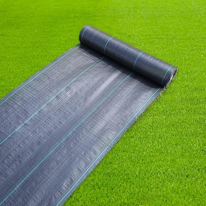 60g/2.1oz Driveway Fabric Heavy Duty Woven Landscape Fabric Garden Weed Barrier Fabric Weed Control Fabric Geotextile Fabric for Landscaping Ground Cover Weed Block Gardening Mat0.6m(1.2*10m)