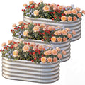 AHEONLAR 3 Pack 4×2×1.5ft Galvanized Raised Garden Beds Outdoor Sturdy Planter Boxes for Vegetables Fruits Flowers and Plants Easy Assembly Silver