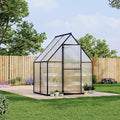 6X4 ft Polycarbonate Greenhouse with Aluminum Frame Polycarbonate Greenhouse for Outdoors Greenhouses with Ventilation and Rain Gutter Aluminum Large Walk-in Greenhouses for Outside