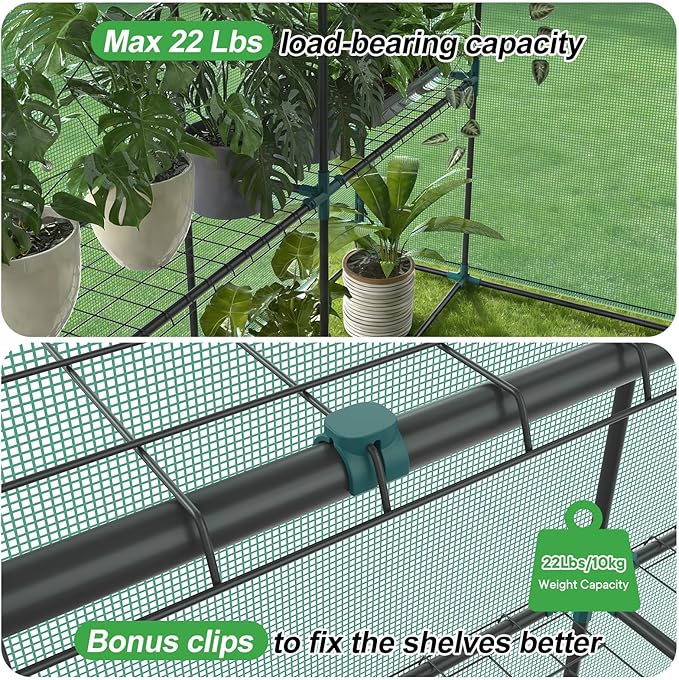 NEWBULIG Walk-in Greenhouse 56.3x56.3x76.7 Outdoor Portable Greenhouse Kit with Thick PE Cover &amp Roll-Up Zipper Door Sturdy Steel Frame with Window for Backyard Patio Garden Green