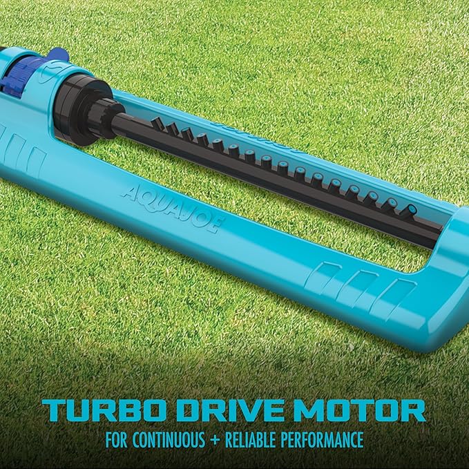 Aqua Joe SJI-OMS16 Indestructible Oscillating Sprinkler with Adjustable Spray and Metal Base 3600 Sq. Ft. Coverage Max 70-Foot Distance and 37.8-Foot Width