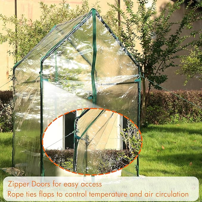 Gardzen Mini Greenhouse Heavy Duty Portable Green House Clear Tent Small Greenhouse for Indoor Outdoor Plants 36.2”(L) x36.2”(W) x59.5”(H)