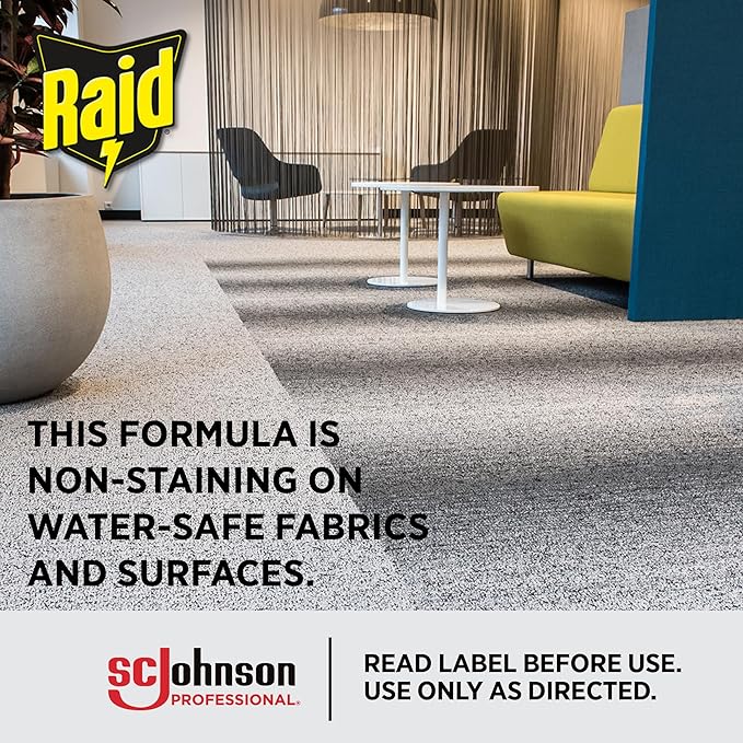 SC Johnson Professional Raid Flea Killer Plus Carpet &amp Room Spray Insecticide Aerosol Spray 16 oz 12 Count