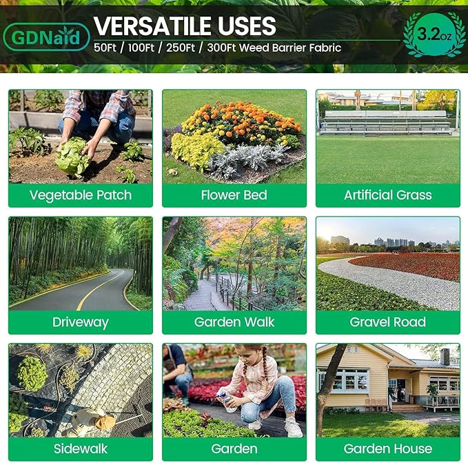 Weed Barrier Landscape Fabric 3.2oz Weed Barrier Fabric 3ft x 300ft Landscaping Fabric Garden Weed Fabric for Gardening