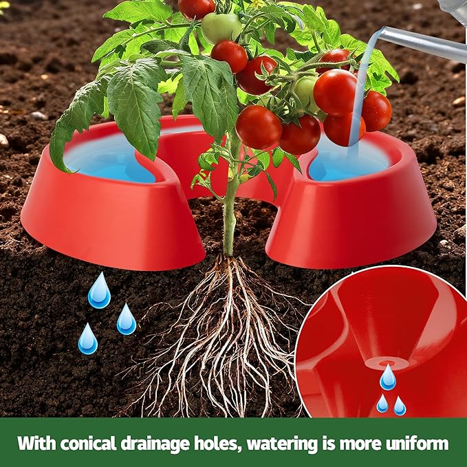Adnee 6 Pcs Tomato Watering Trays Heavy Duty Tomato Automator Tray Surrounding Tomatoes Ring Tray for Plant Vegetables Water Conservation and Weed Control