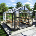 AMERLIFE 8x12x7FT Polycarbonate Greenhouse Walk in Greenhouse with Quick-Connect System Green House with 4 Vent Windows and Swing Lockable Door Greenhouses for Outdoors Sunroom Black