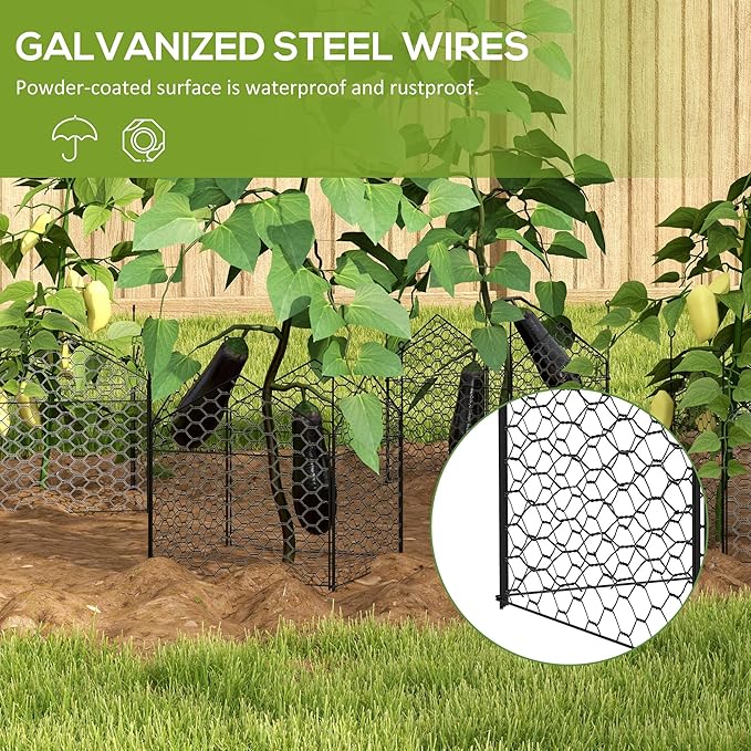 Chicken Wire Cloche 12 x 14 Plant Protectors from Animals 4 Pack Metal Crop Cages to Keep Animals Out Black