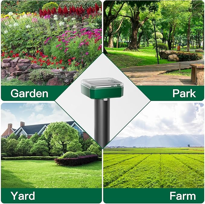 4 Pack Mole Repellent Solar Powered Vibrating Solar Mole Repellent Stakes for Voles Groundhogs Snakes &amp Gophers IP65 Waterproof Mole Deterrent for Yard Farm Lawn &amp Garden