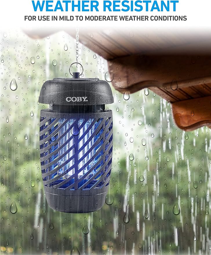 Coby Bug Zapper for Outdoor &amp Indoor 10W Covers 800 Sq. Feet Non-Toxic Chemical-Free Black (CBZ1J6)
