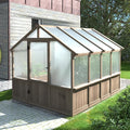 VEIKOU 8’x8’ Greenhouses for Outdoors Walk-in Wood Greenhouse with Cedar Frame &amp Adjustable Vents Garden Green House with 6MM Thick Polycarbonate Panel for Outside Backyard Light Brown Mocha