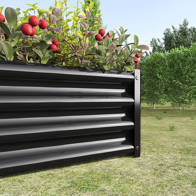 Donext Metal Raised Garden Bed Rectangle Raised Planter 4×2×1ft for Flowers Plants Vegetables Herb Veezyo Black