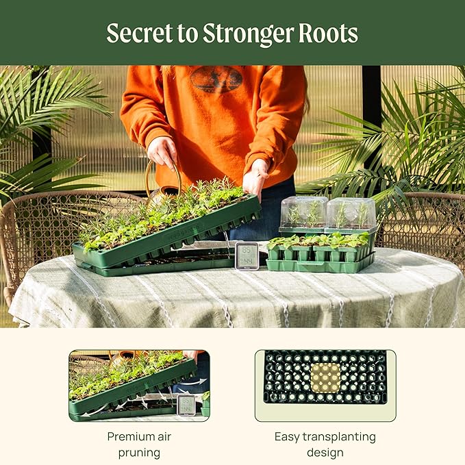 Vego garden 2 Set 76 Cells Seed Starter 10 x 20 Tray Stackable Seedling Starting Germination Trays for Plants Planting Vegetables Herbs Flowers