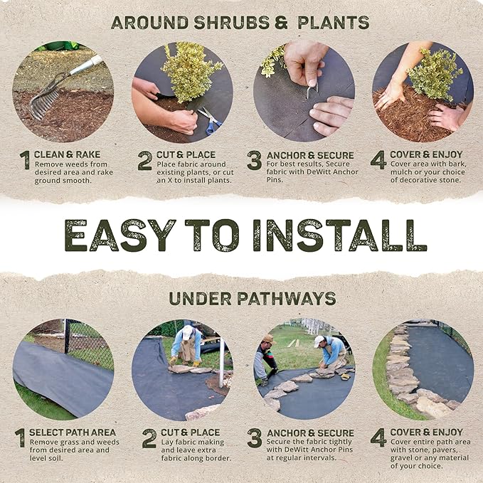 Dewitt Sunbelt Weed Barrier Fabric 3.2 oz 6x300 &amp 4x300 Feet – Heavy-Duty Ground Cover Mat for Greenhouse Floors Garden Rows Raised Beds Yard Gardening and Outdoor Landscape Protection